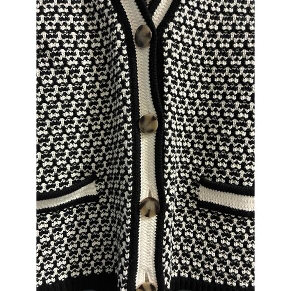 Women's Ann Taylor Geo Stitch Button Down Knit Sweater Vest Cotton Sz L NWT - Picture 2 of 9